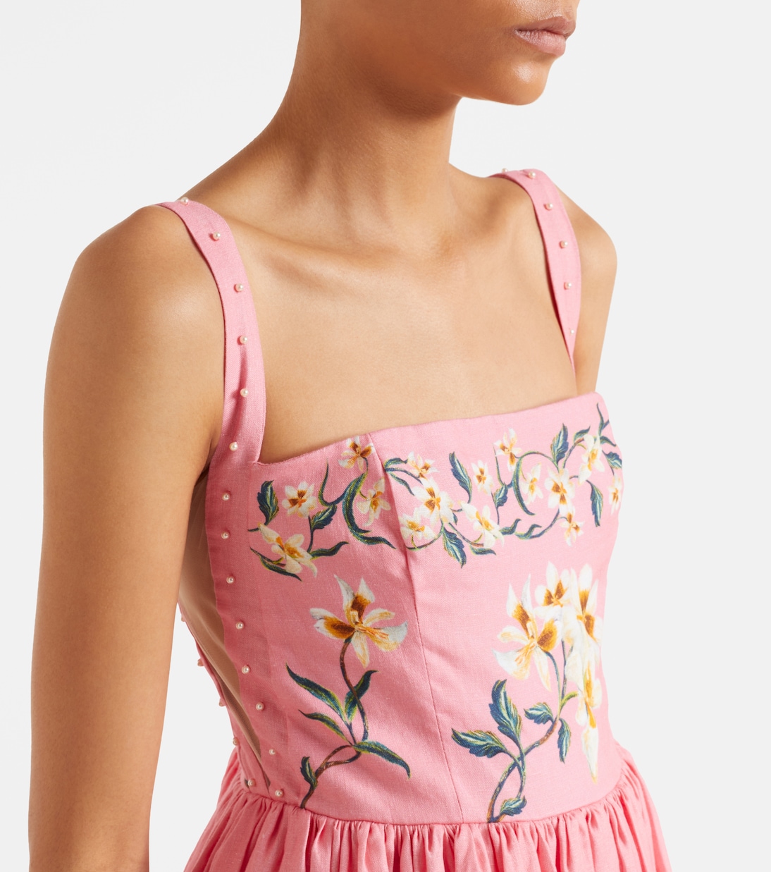 Mielero Promesa floral linen midi dress | Agua by Agua Bendita