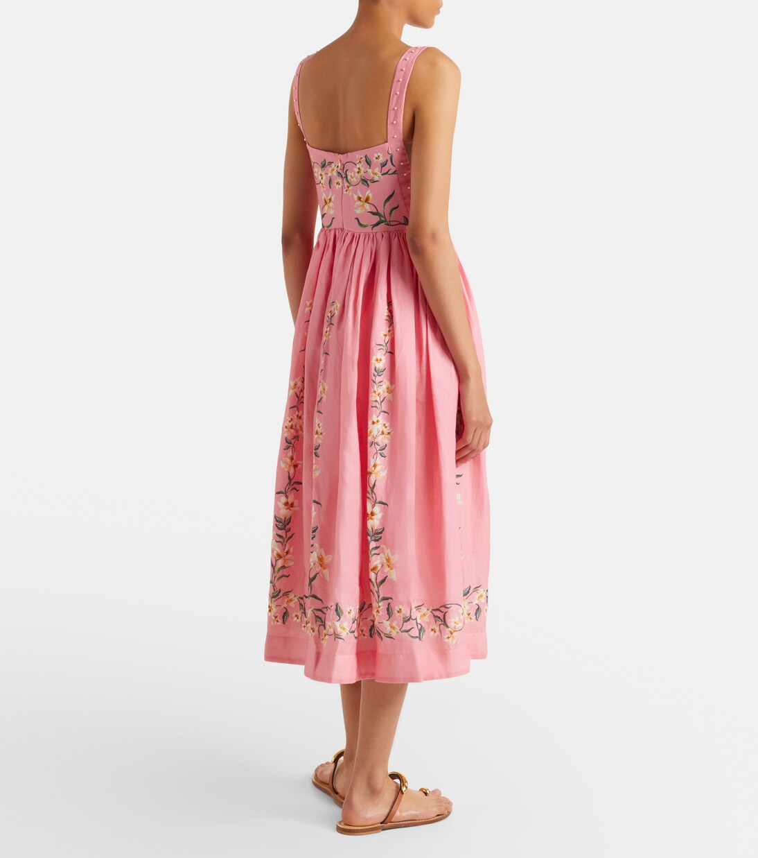 Mielero Promesa floral linen midi dress | Agua by Agua Bendita