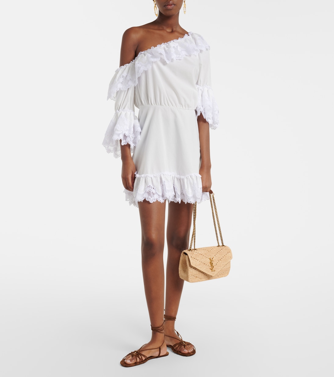 Loulou Small raffia shoulder bag | Saint Laurent