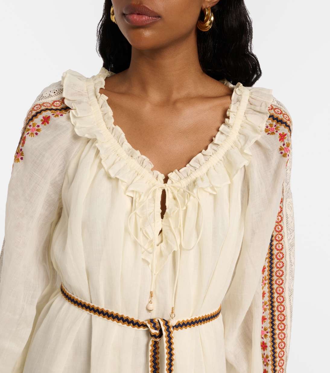 Aster刺绣苎麻纤维加长连衣裙 | Zimmermann