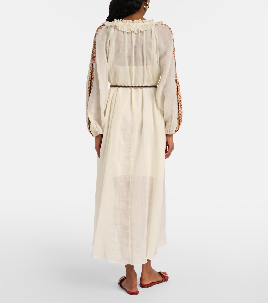 Aster刺绣苎麻纤维加长连衣裙 | Zimmermann