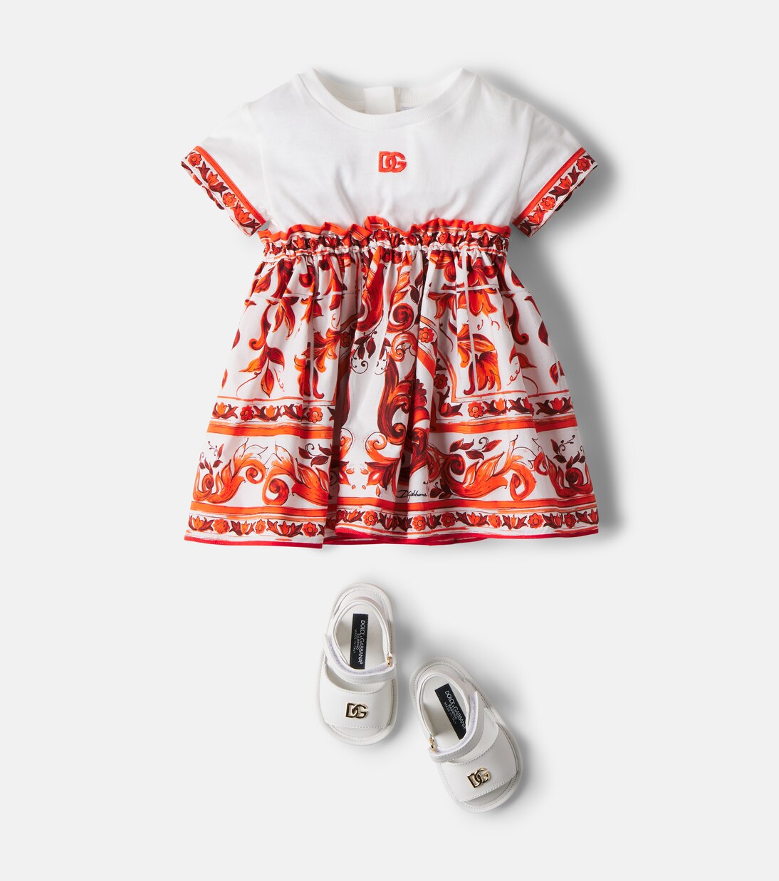 Printed cotton dress and bloomers set | Dolce&Gabbana Kids