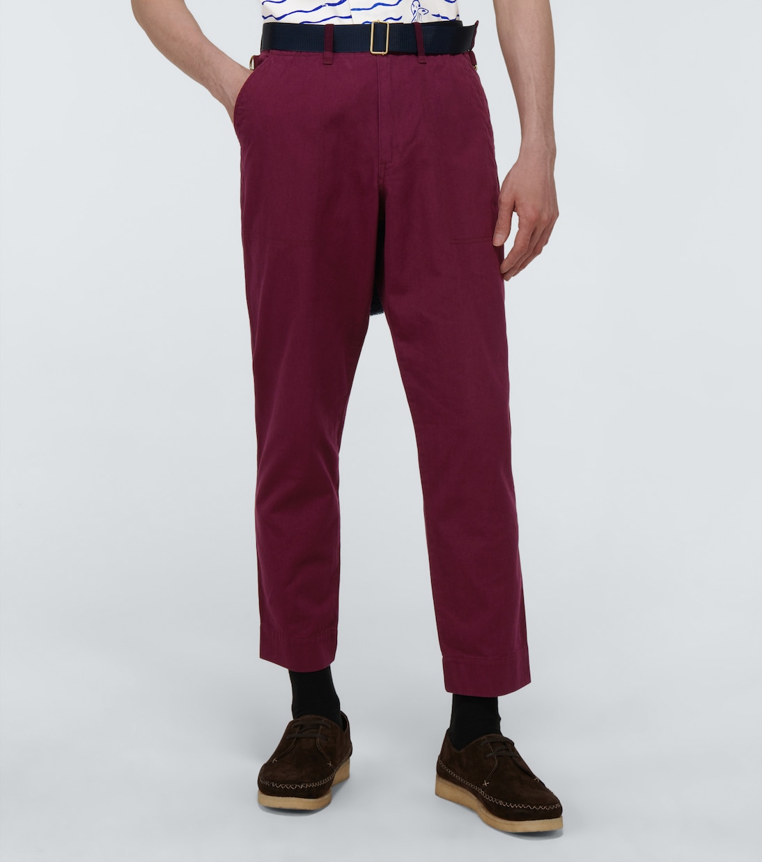 Cotton pants with suede apron | Undercover