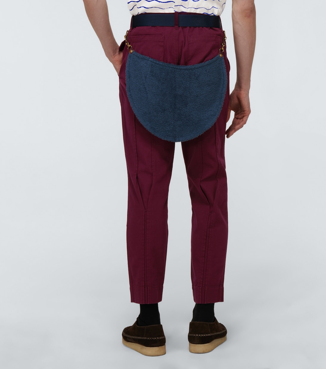 Cotton pants with suede apron | Undercover