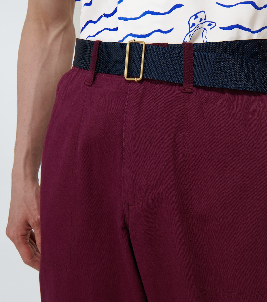 Cotton pants with suede apron | Undercover