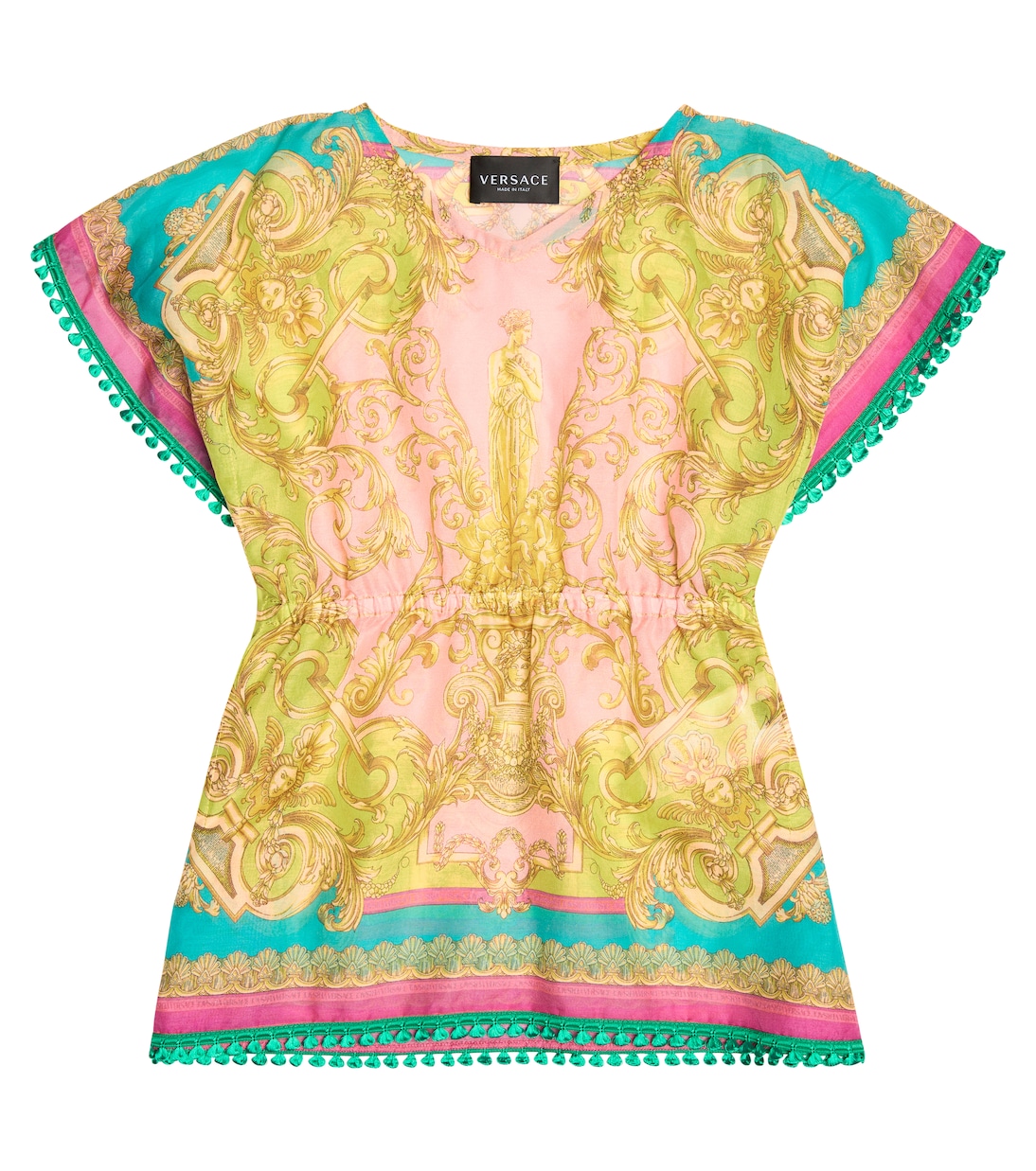 Cafetan Barocco Goddess en coton et soie | Versace Kids