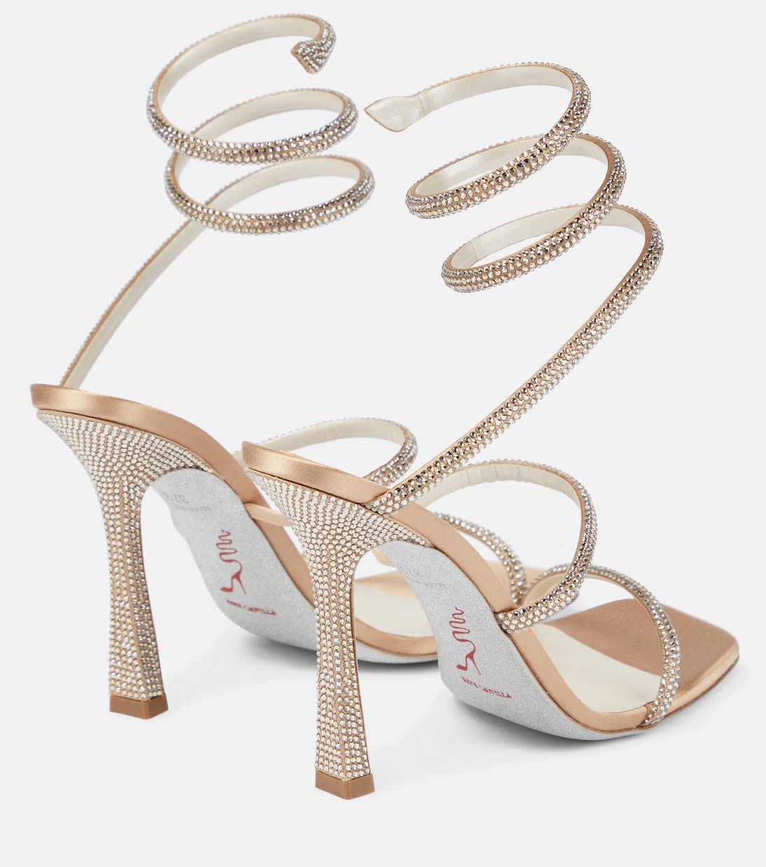 Verzierte Sandalen Cleo aus Satin | Rene Caovilla