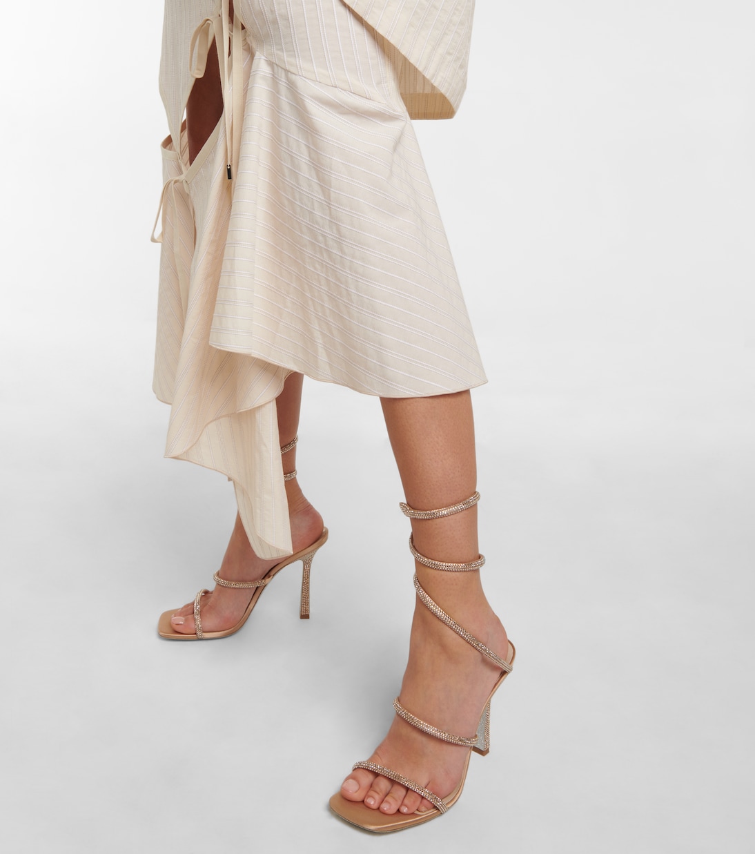 Verzierte Sandalen Cleo aus Satin | Rene Caovilla