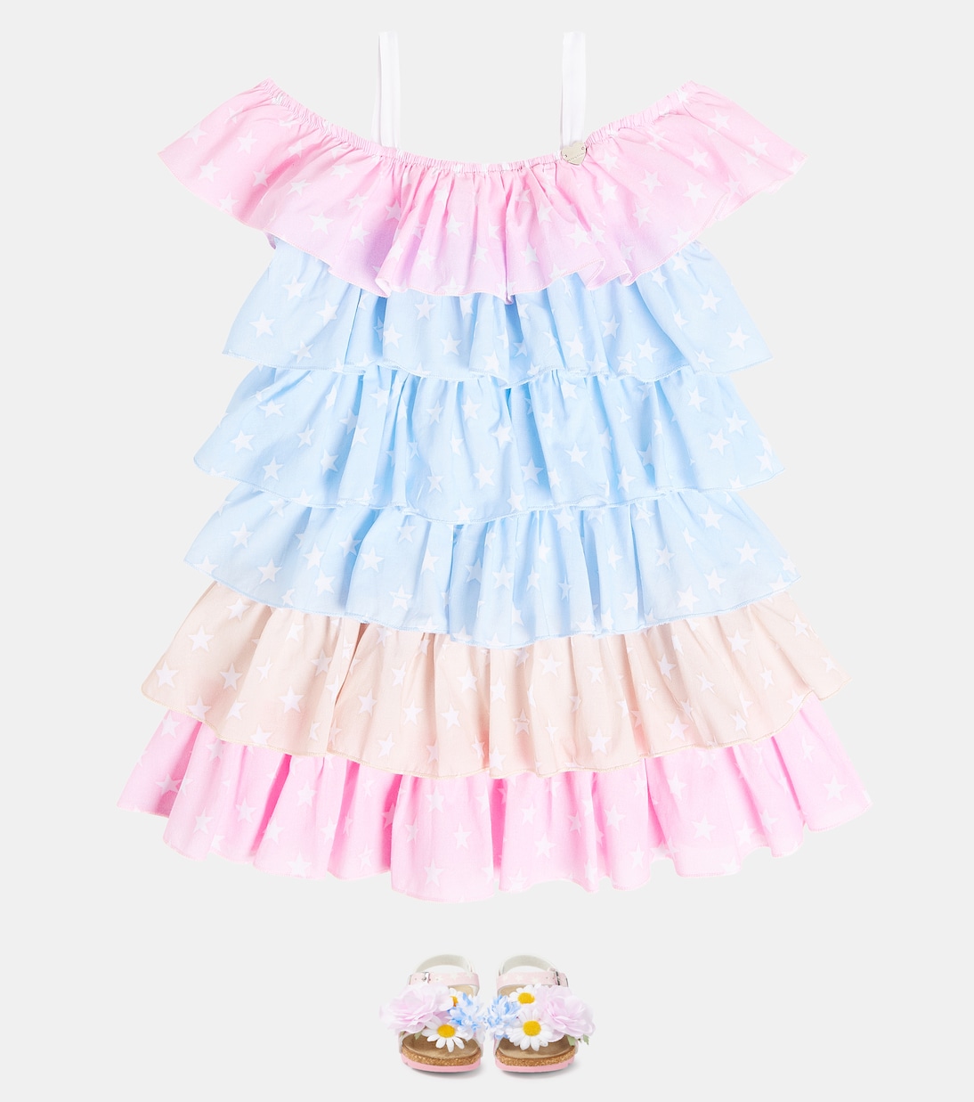 Ruffled cotton dress | Monnalisa