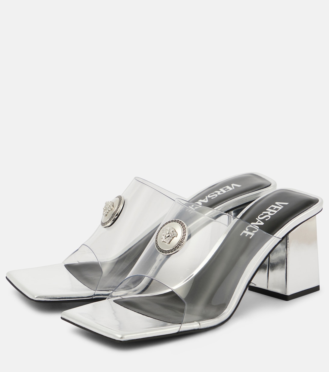 Pantoletten Medusa '95 mit Metallic-Leder | Versace