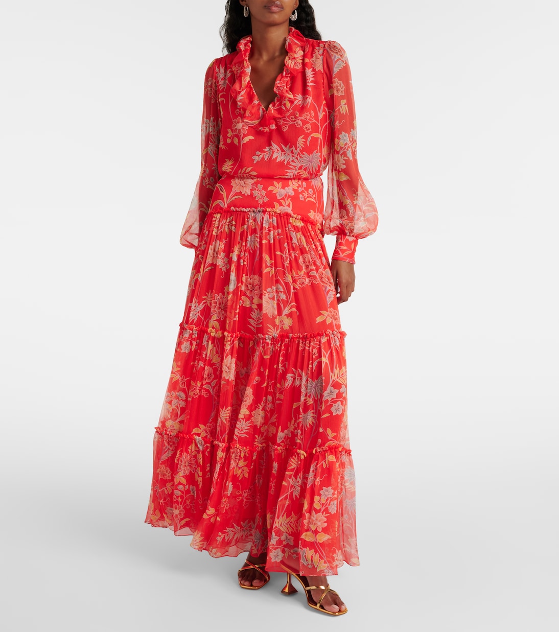 Floral tiered silk maxi skirt | Etro