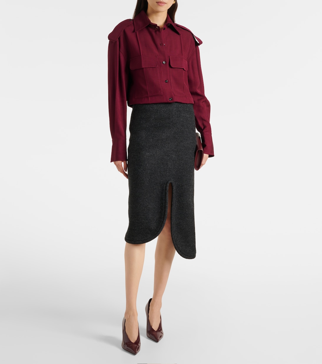 High-Rise-Bleistiftrock aus Wolle | Victoria Beckham