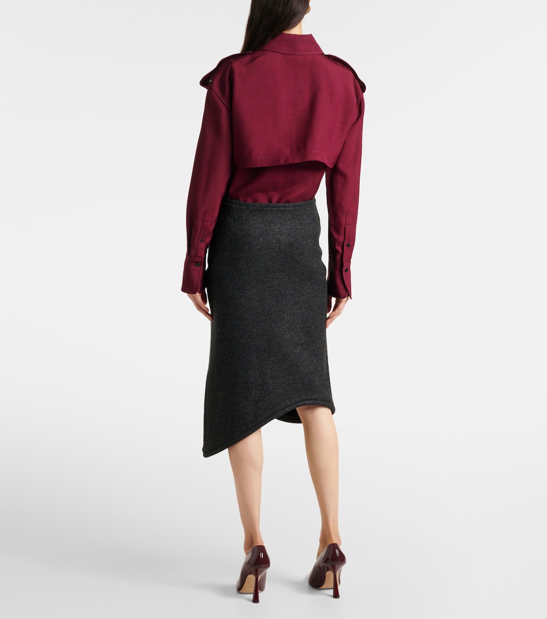 High-Rise-Bleistiftrock aus Wolle | Victoria Beckham