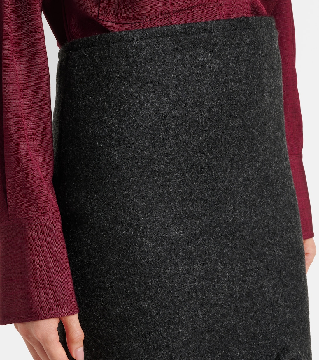 High-Rise-Bleistiftrock aus Wolle | Victoria Beckham