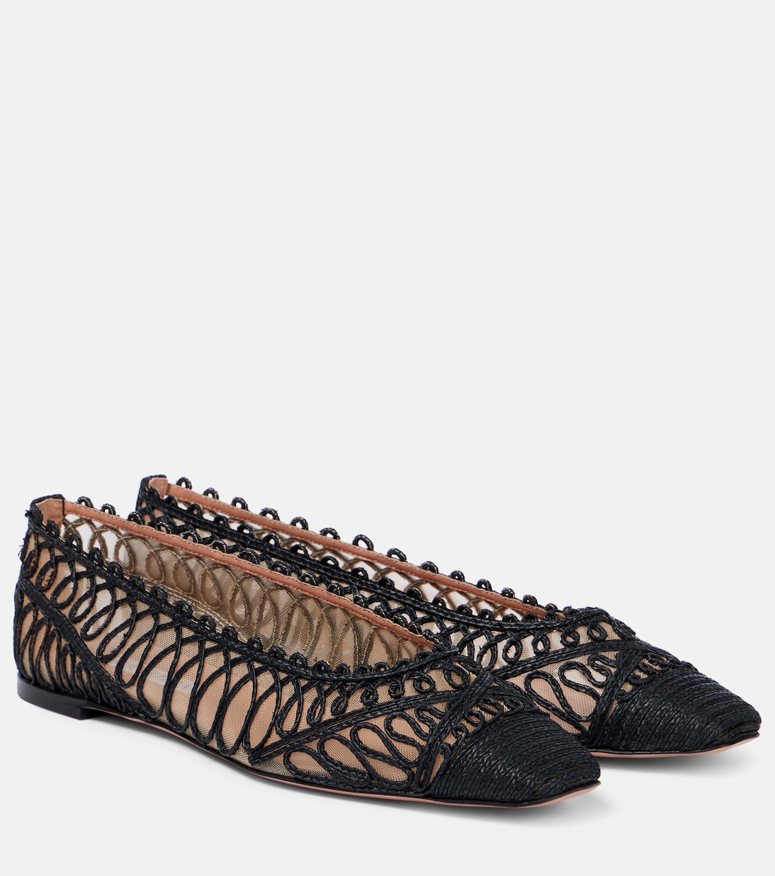 Ballerines Kahlo en raphia et résille | Aquazzura