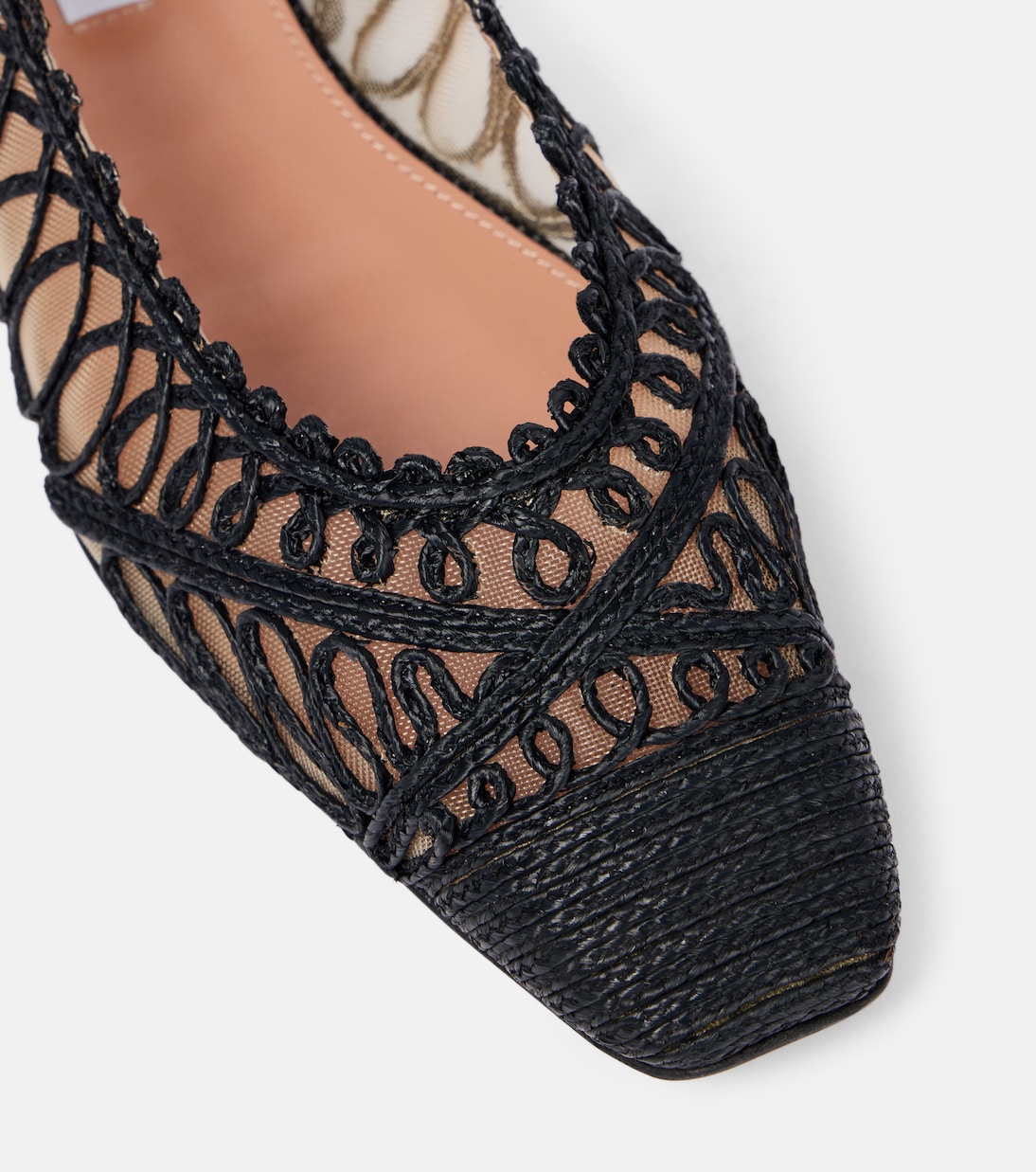 Ballerines Kahlo en raphia et résille | Aquazzura