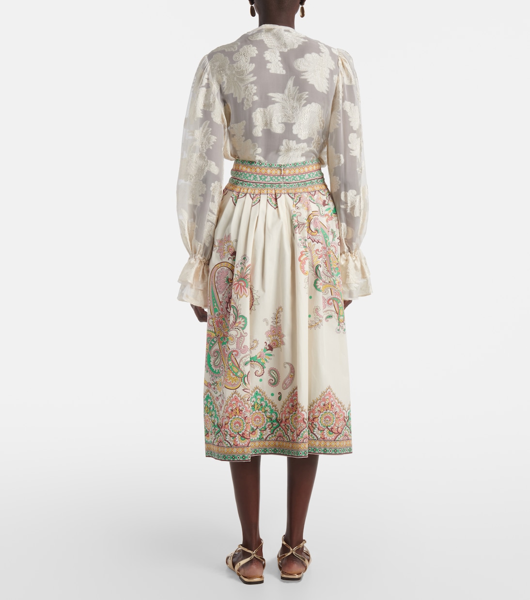 Falda midi de popelín de algodón | Etro