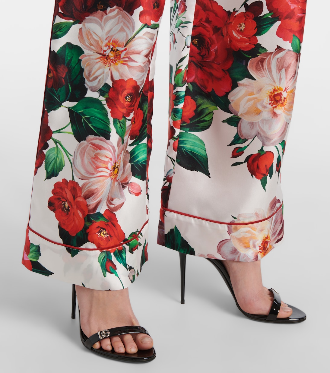 Pantalon ample en satin de soie à fleurs | Dolce&Gabbana