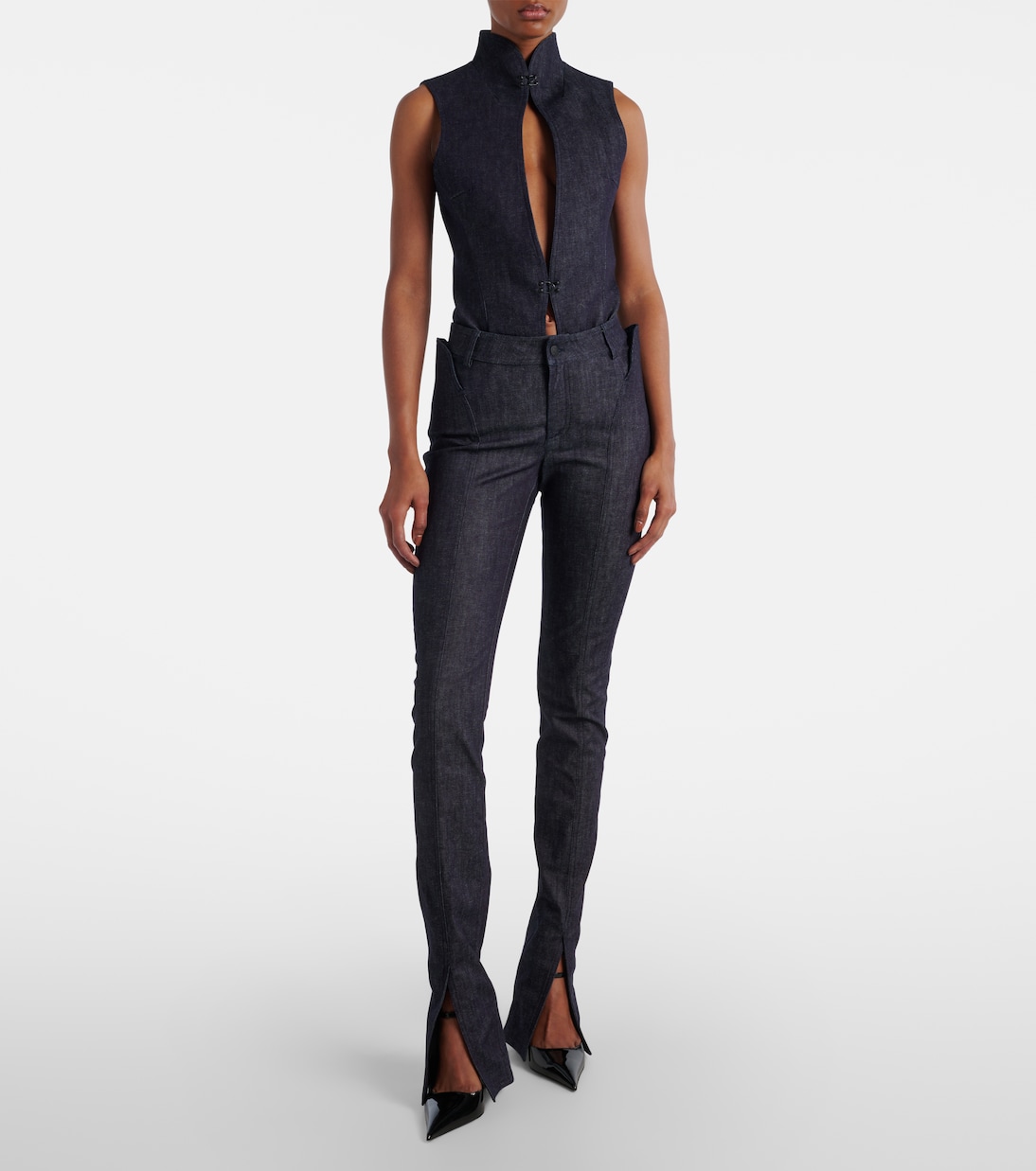 Cutout denim bodysuit | Mugler