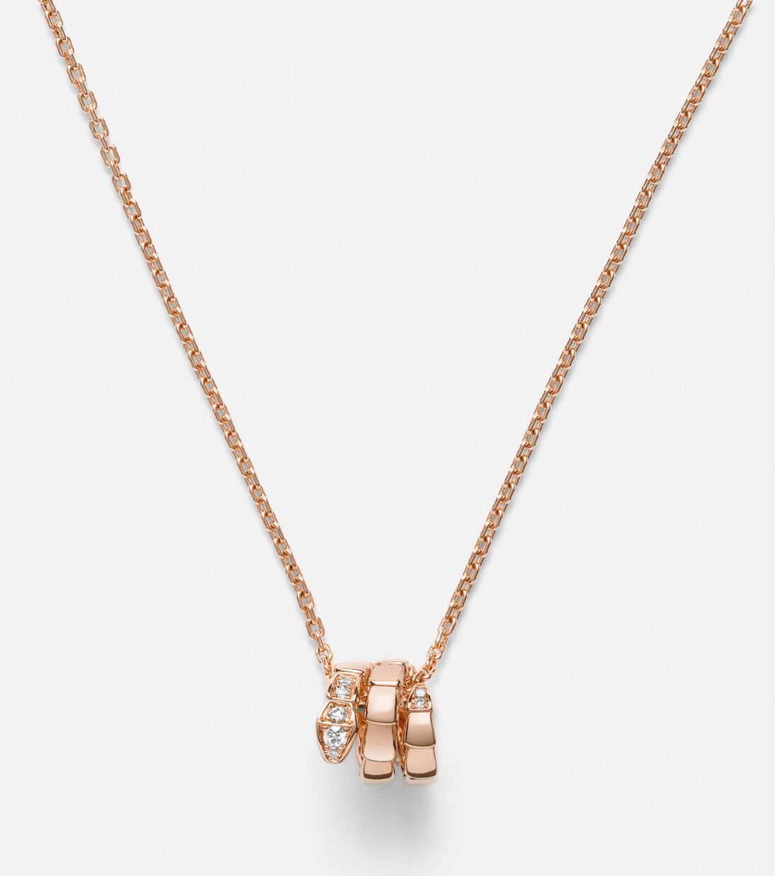Serpenti Viper 18kt rose gold pendant necklace with diamonds | Bvlgari