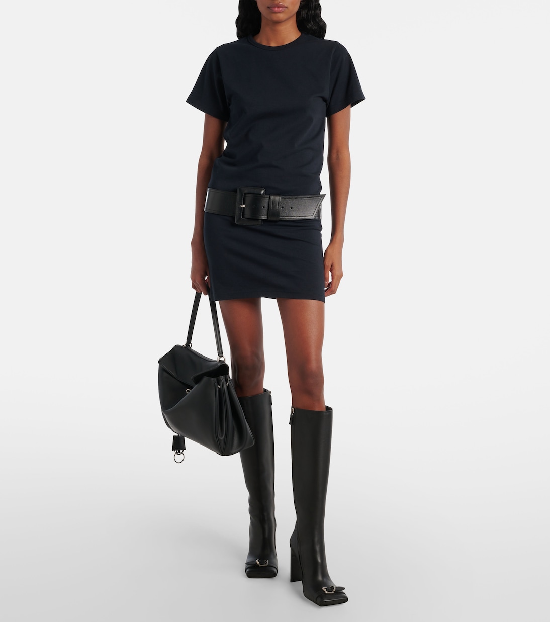 Belted cotton-blend jersey minidress | Balenciaga