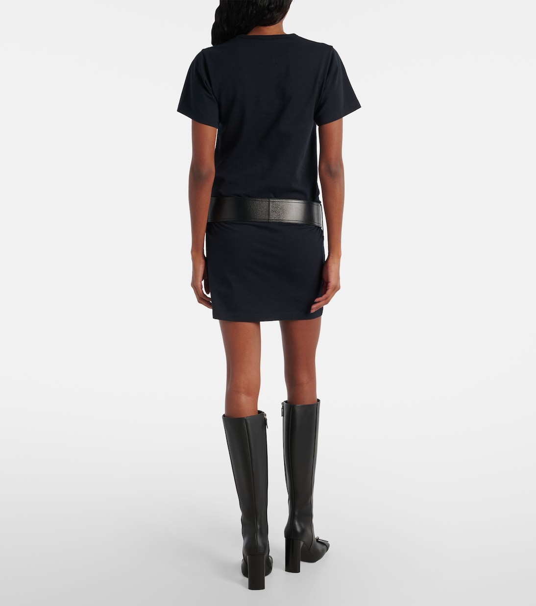 Belted cotton-blend jersey minidress | Balenciaga