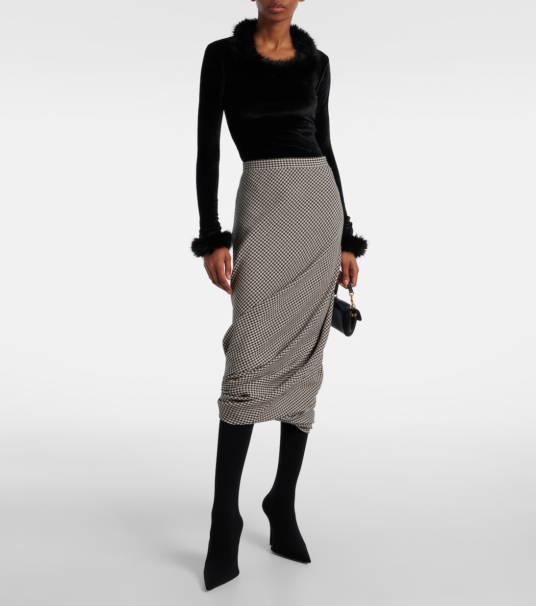 Twisted houndstooth wool pencil skirt | Balenciaga