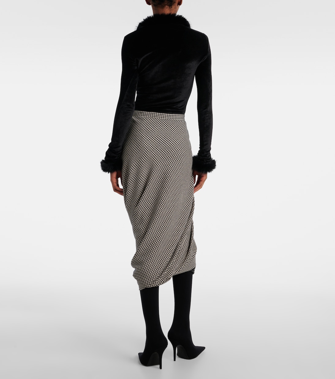 Twisted houndstooth wool pencil skirt | Balenciaga