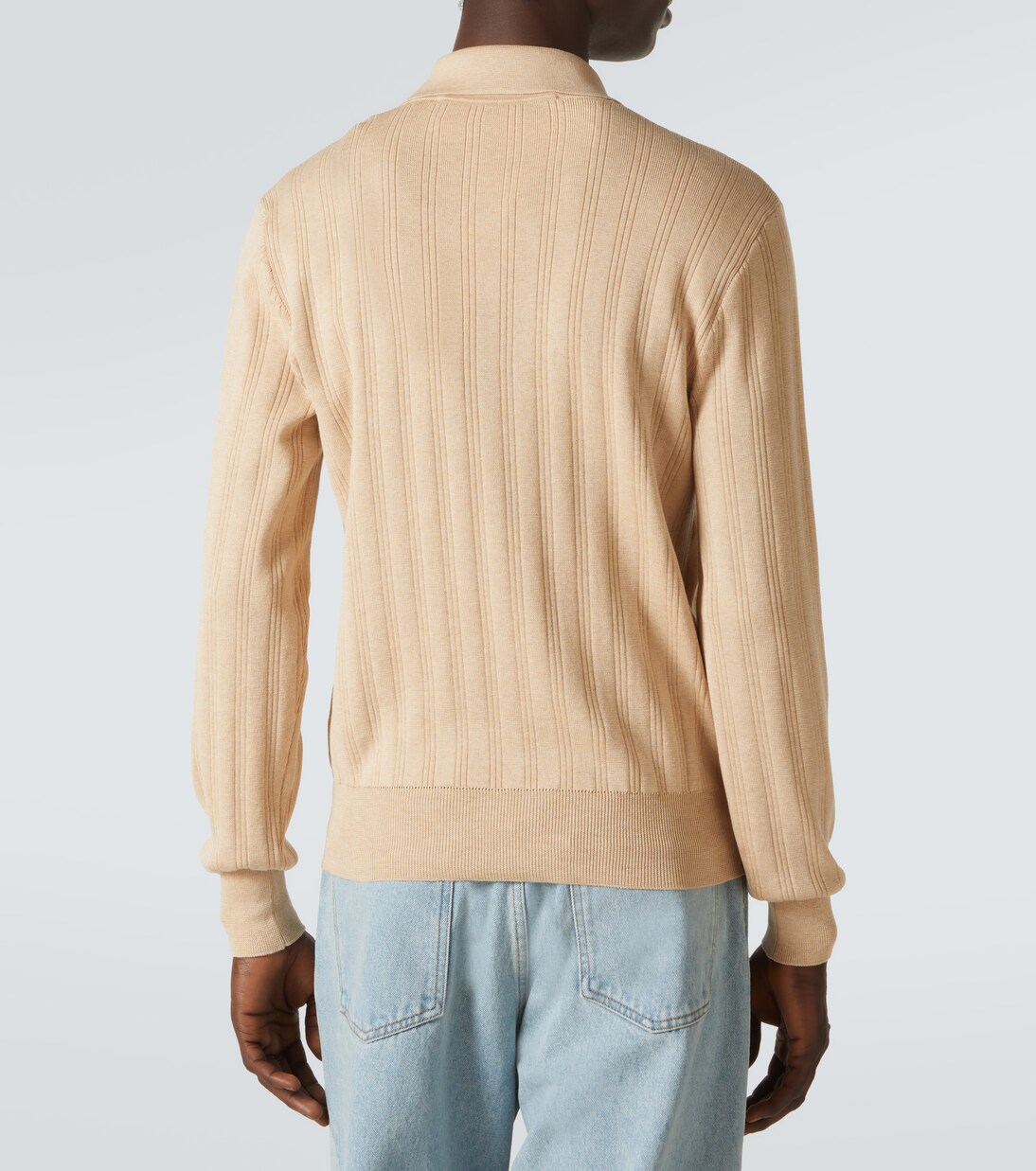 Ribbed-knit cotton polo sweater | Valentino