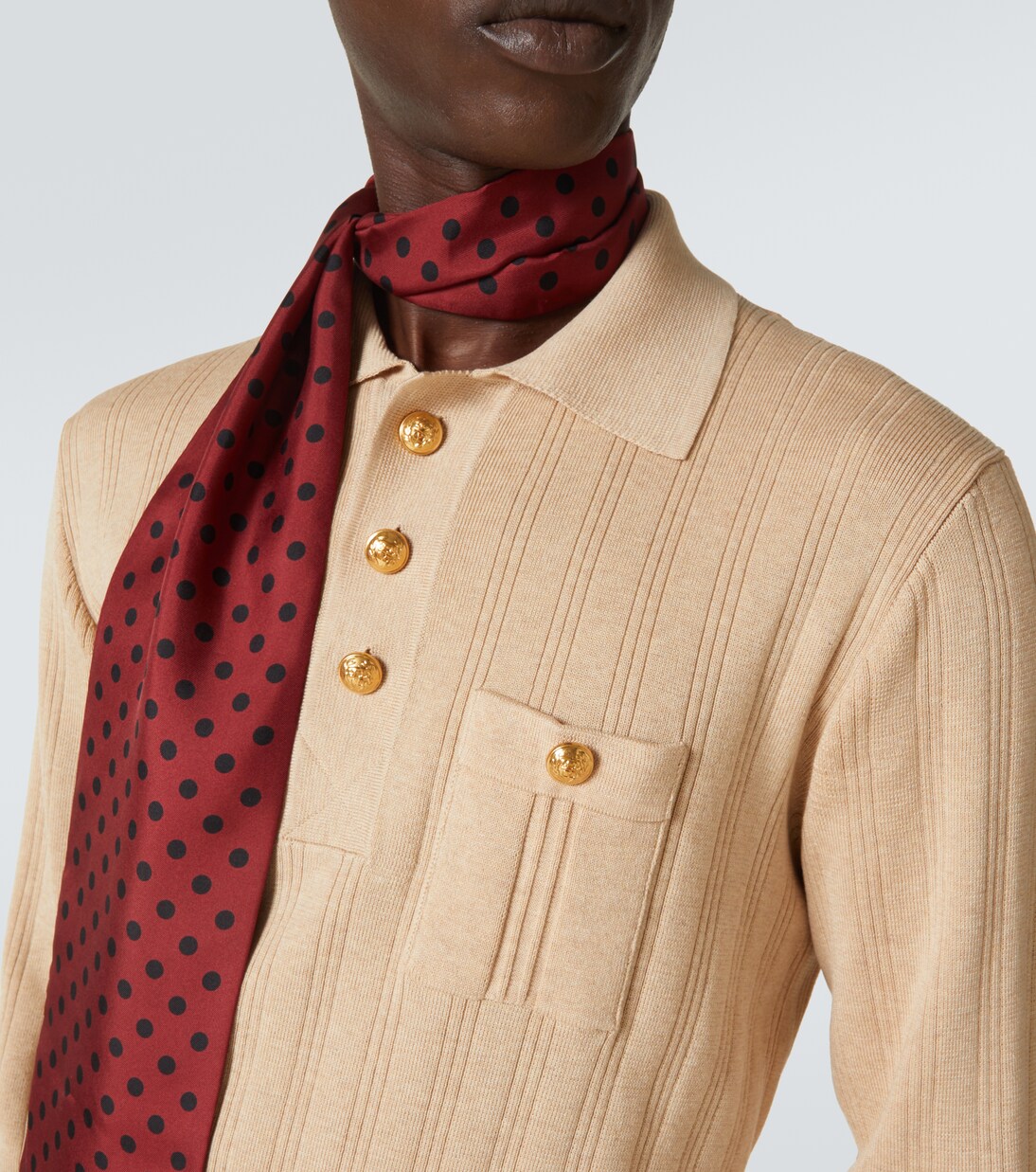 Ribbed-knit cotton polo sweater | Valentino