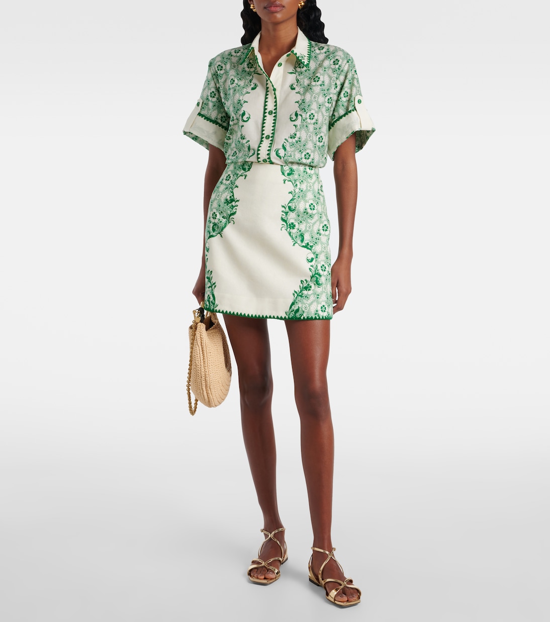 Hemd Olive aus Baumwolle und Seide | Alémais