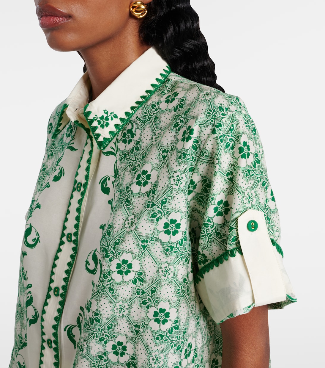 Hemd Olive aus Baumwolle und Seide | Alémais