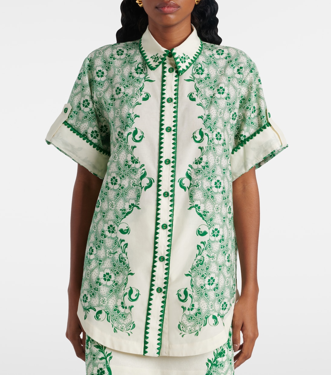 Hemd Olive aus Baumwolle und Seide | Alémais