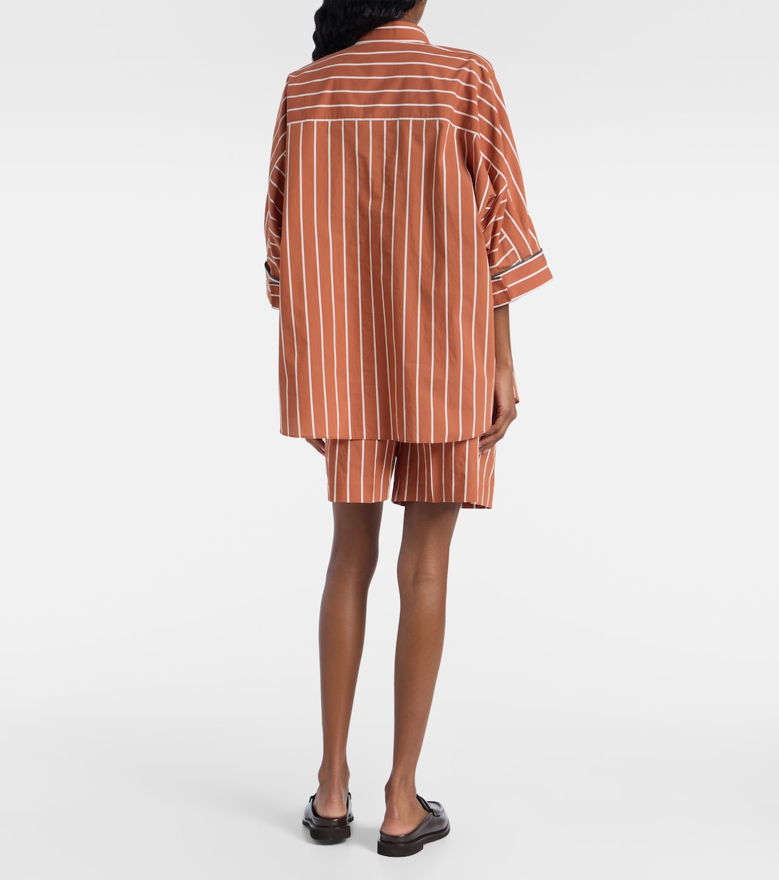 Chemise rayée en coton mélangé | Brunello Cucinelli