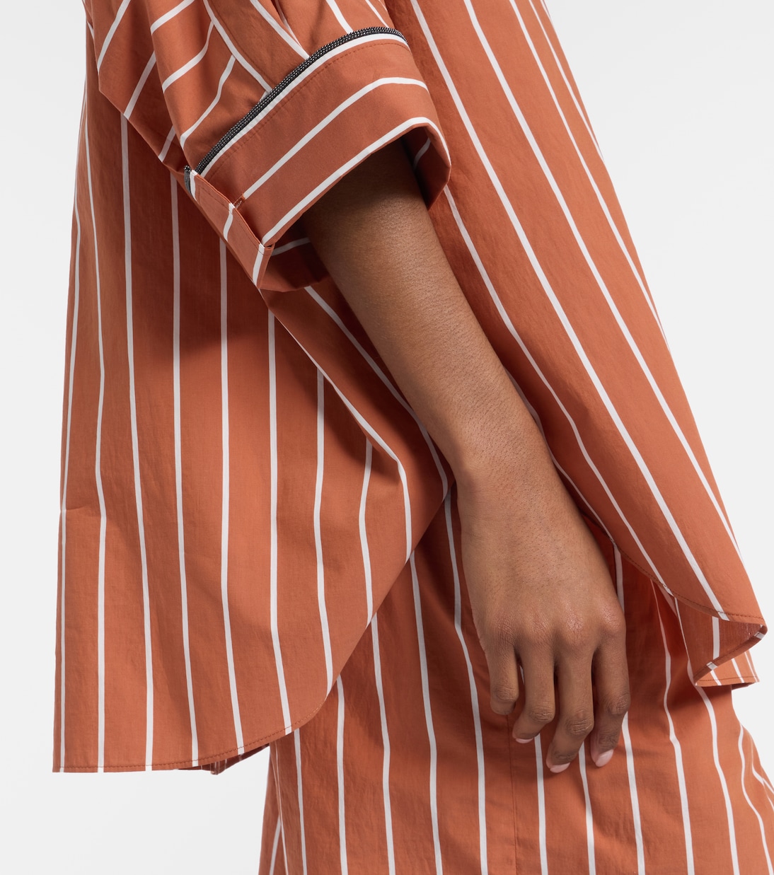 Chemise rayée en coton mélangé | Brunello Cucinelli