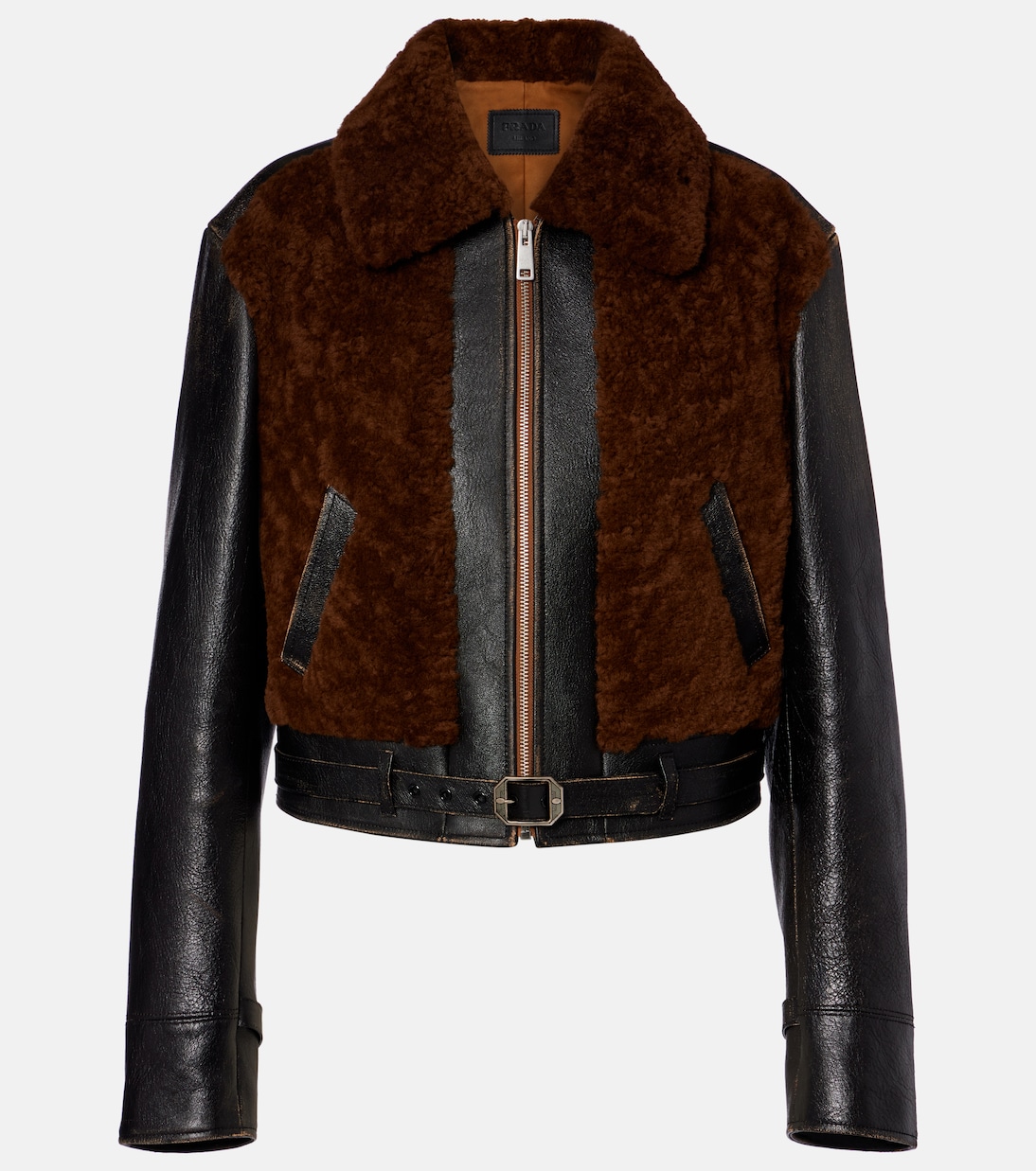 Veste en cuir et shearling | Prada