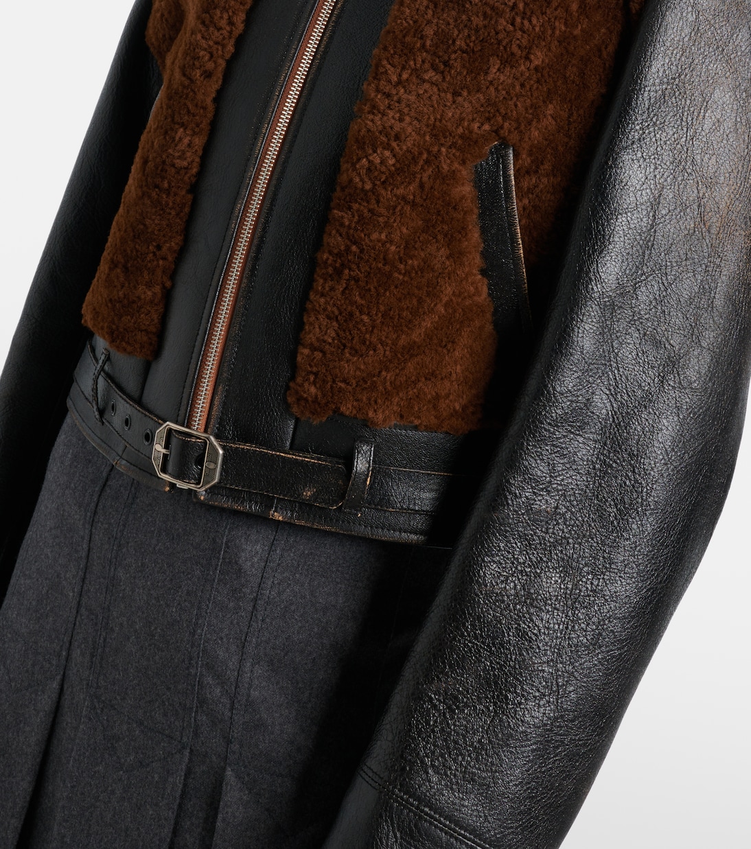 Veste en cuir et shearling | Prada