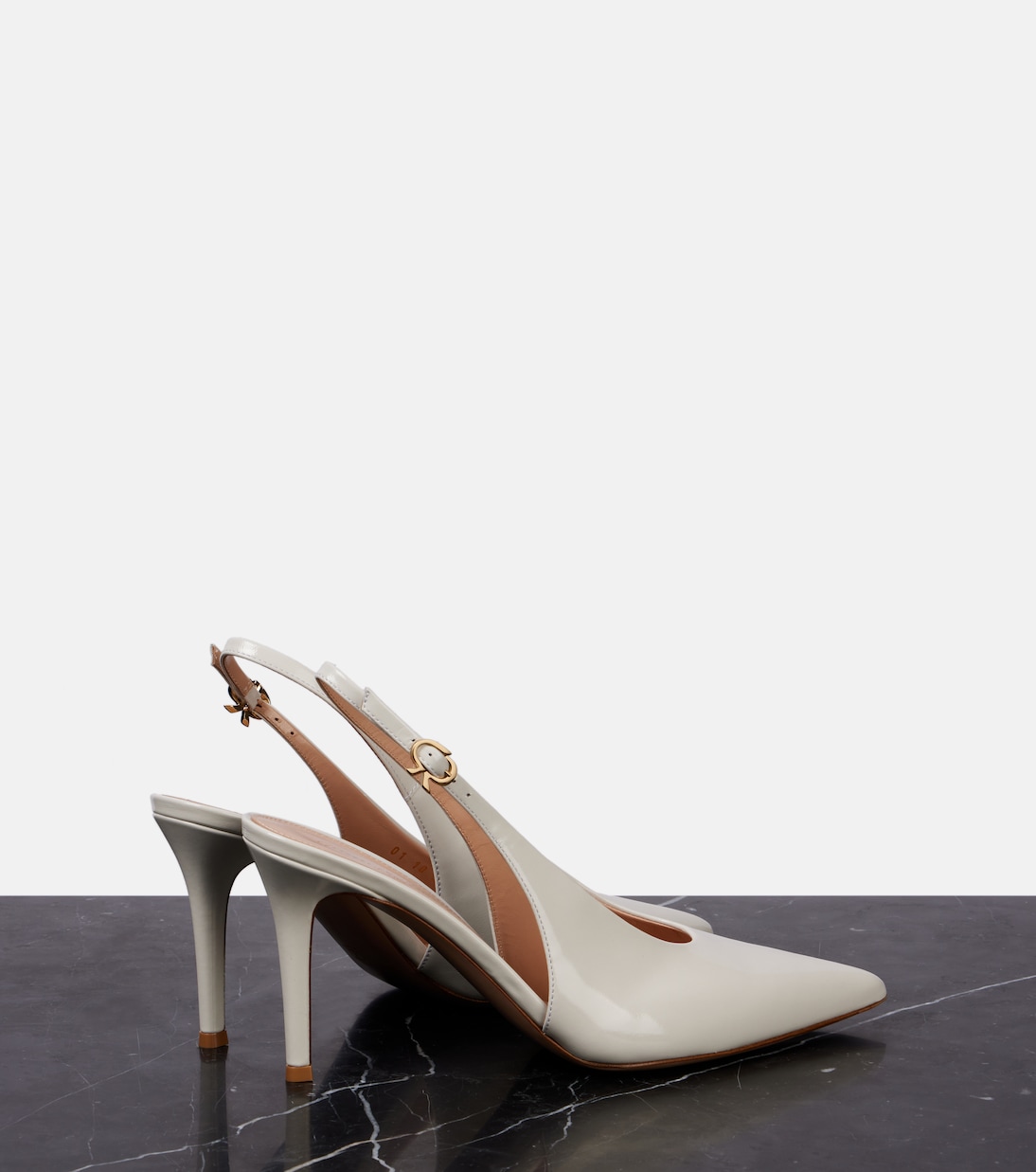 Robbie 85 patent leather slingback pumps | Gianvito Rossi