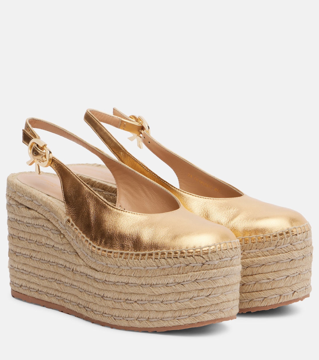 Espadrille-Wedges aus Metallic-Leder | Gianvito Rossi