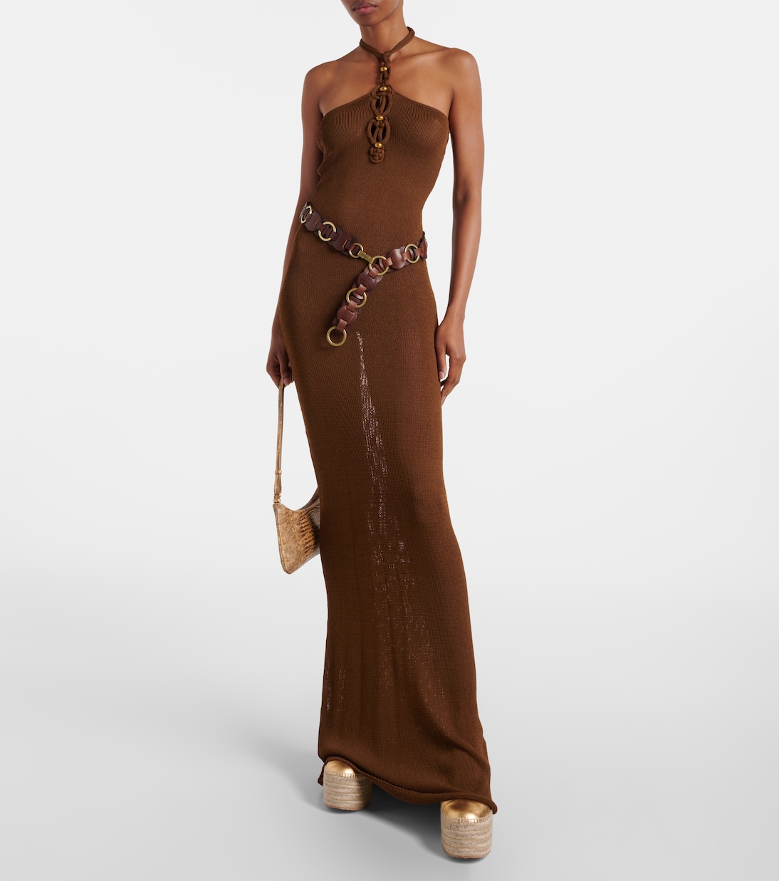 Espadrille-Wedges aus Metallic-Leder | Gianvito Rossi