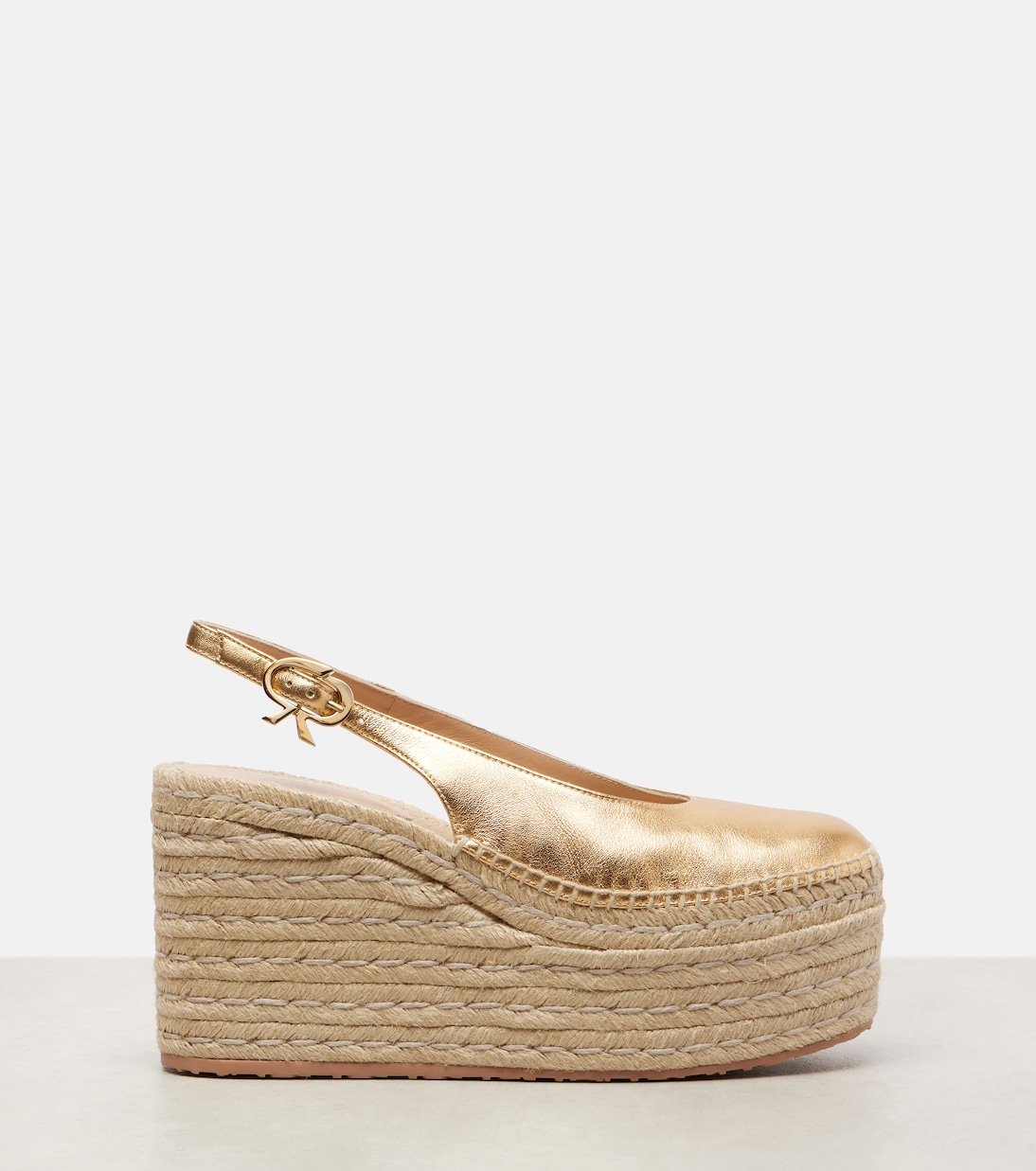 Espadrille-Wedges aus Metallic-Leder | Gianvito Rossi