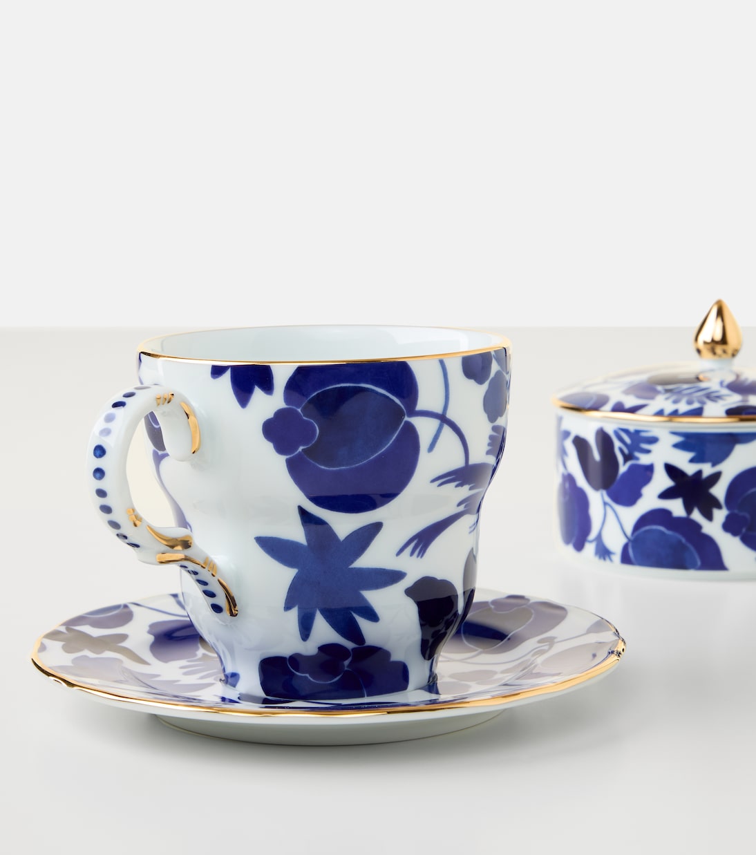 Mama Wildbird Blu porcelain teacup and saucer set | La DoubleJ