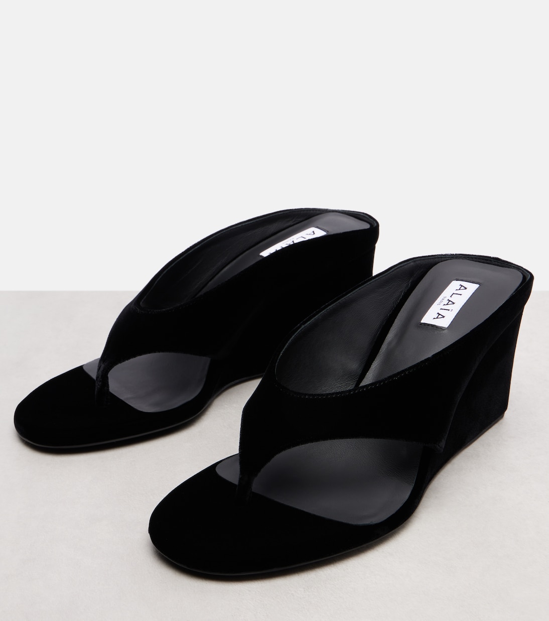 Velvet wedge thong sandals | Alaïa