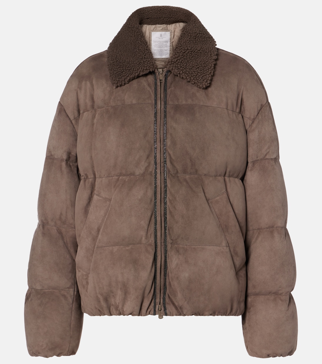 Suede down jacket | Brunello Cucinelli