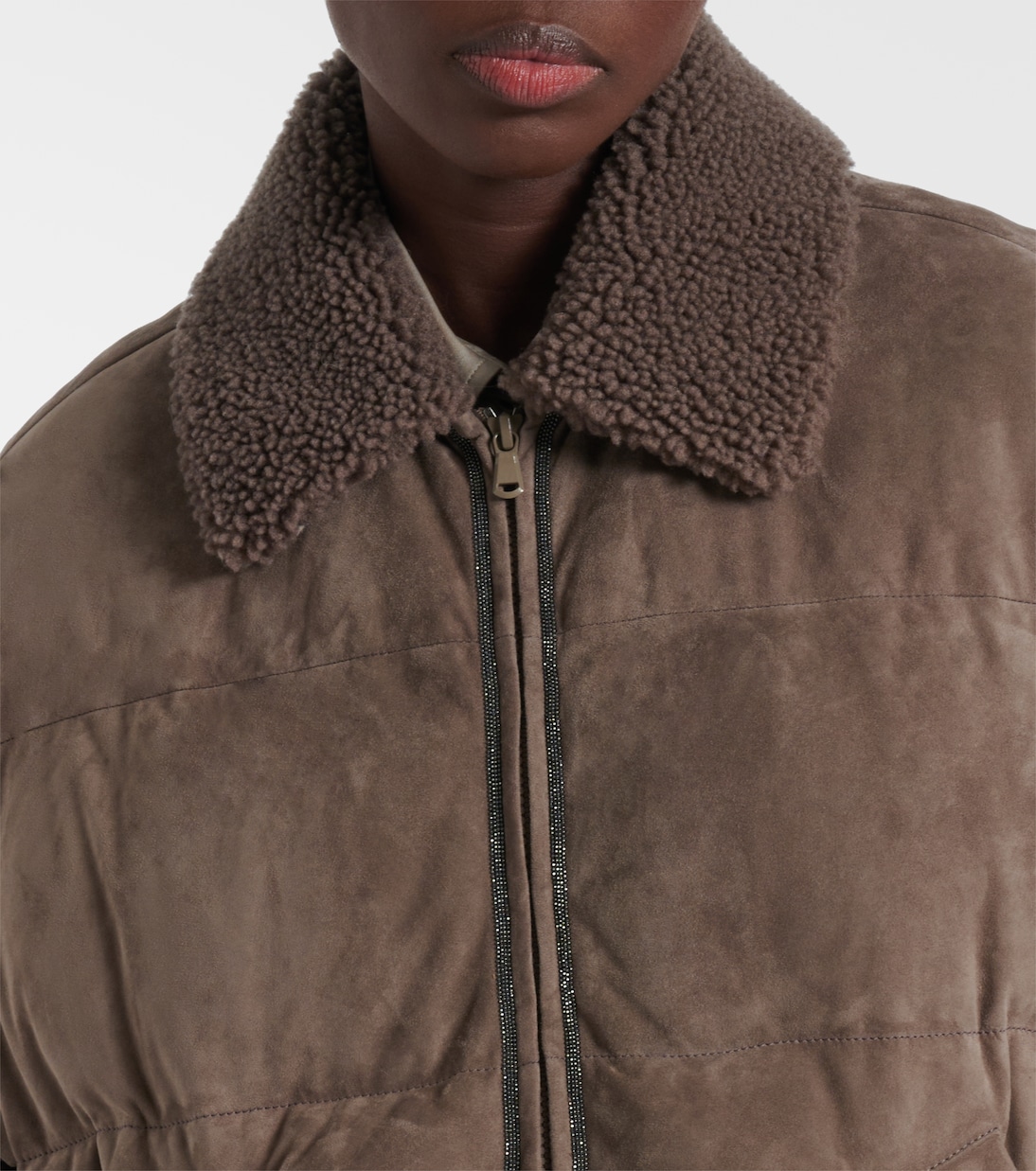 Suede down jacket | Brunello Cucinelli