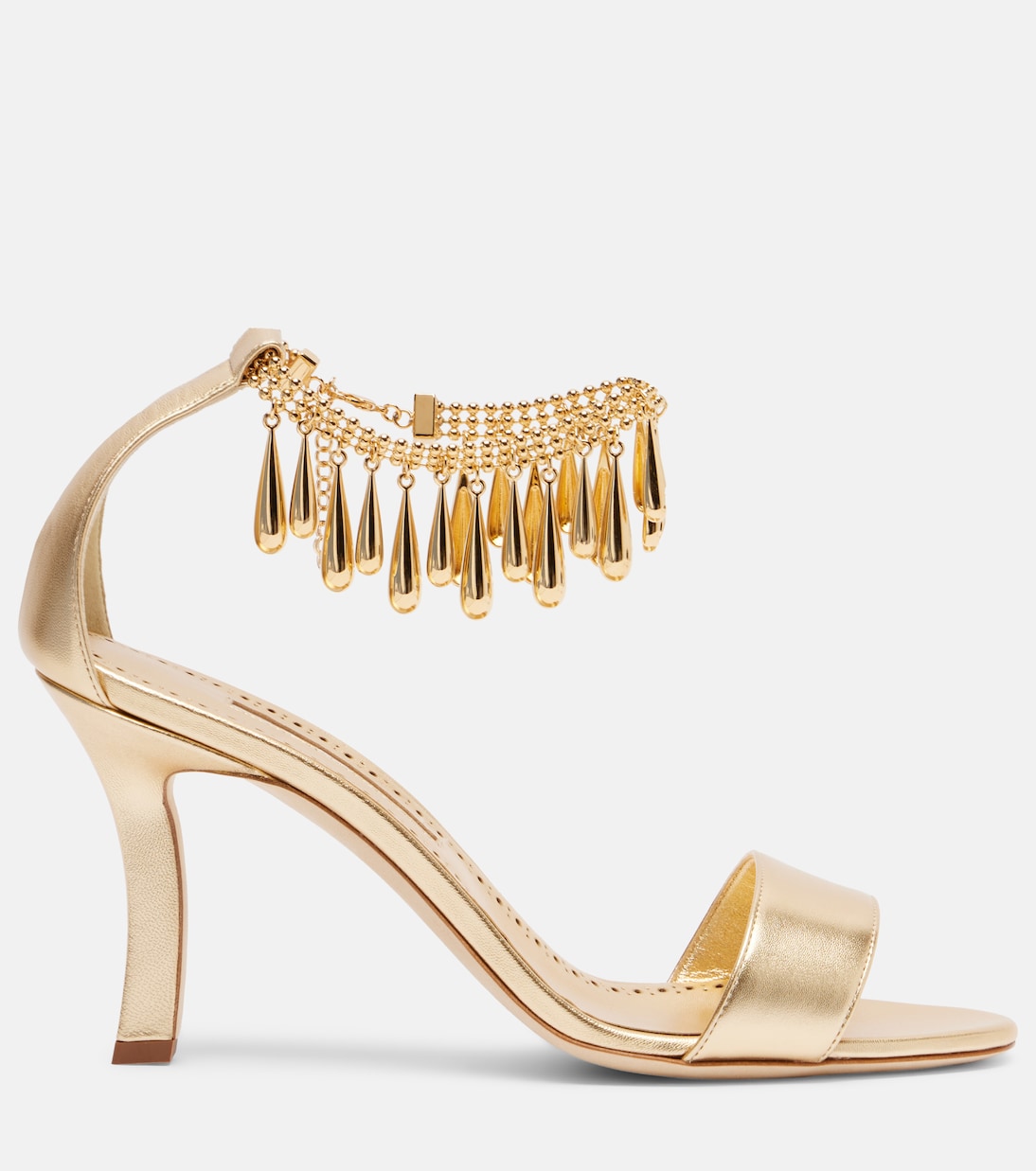 Verzierte Sandalen Nicusan 90 aus Metallic-Leder | Manolo Blahnik