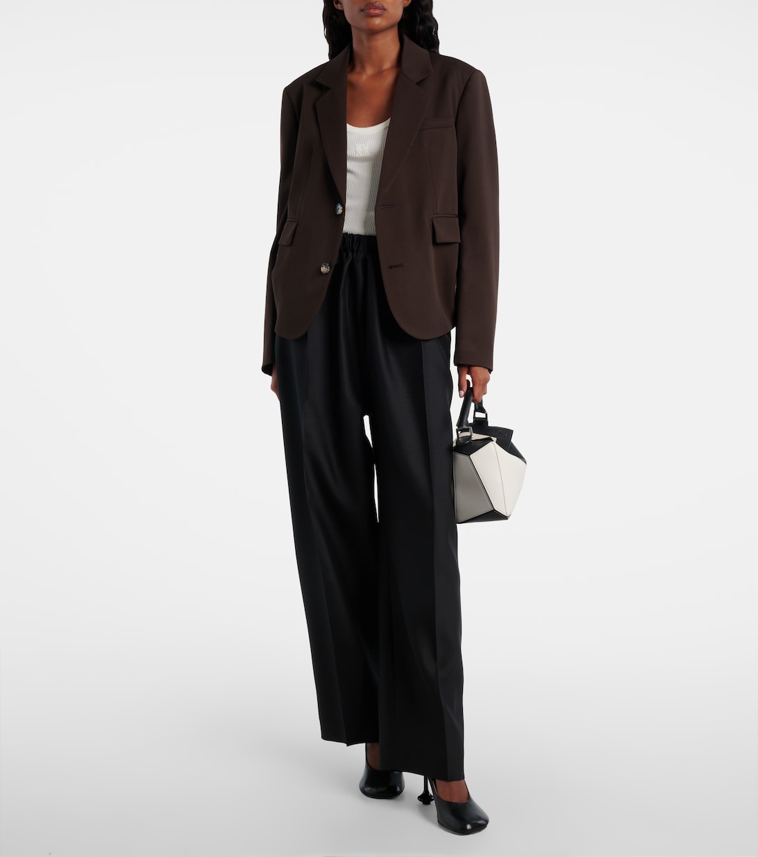 Gathered wool and silk wide-leg pants | Loewe