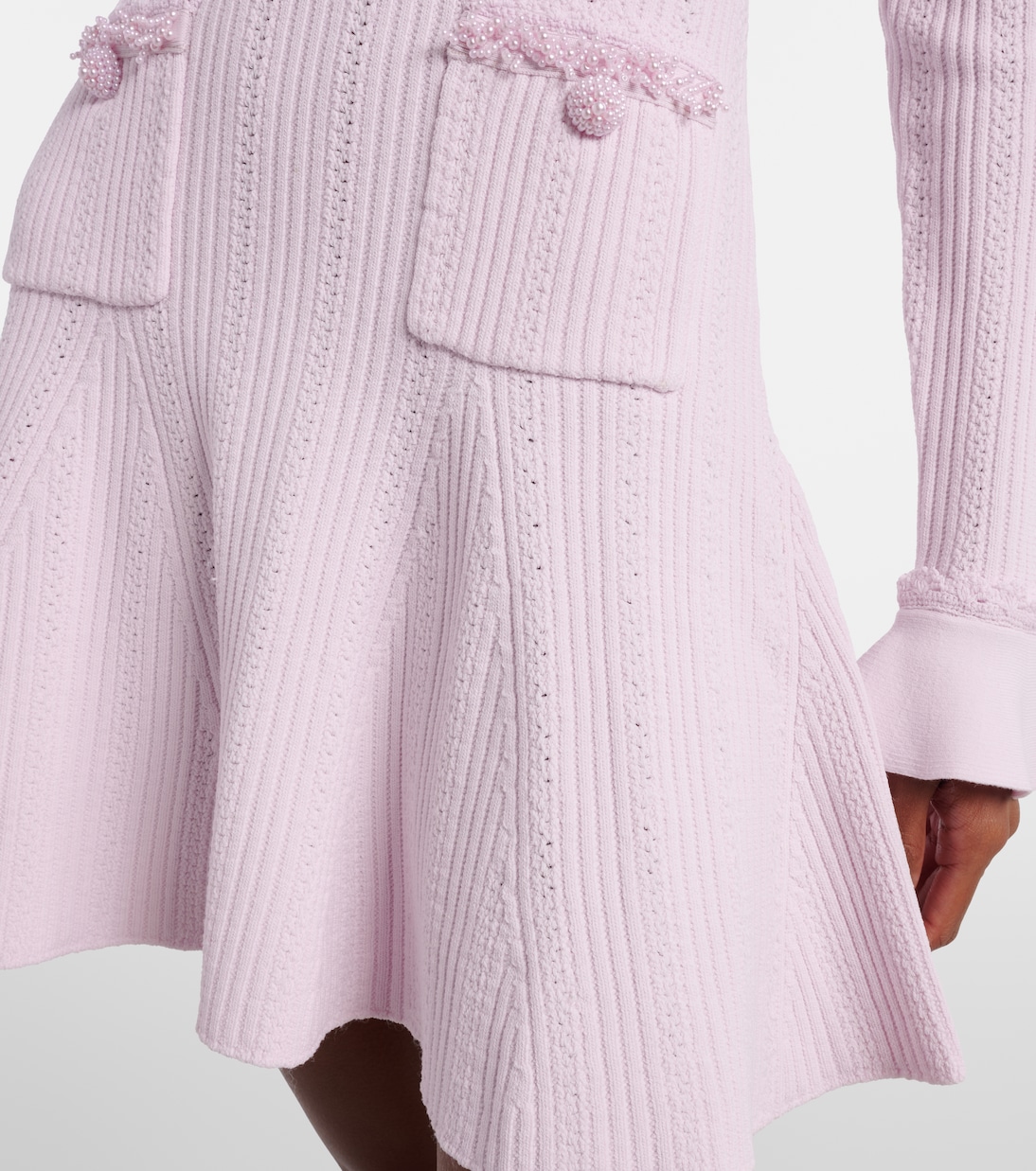 Beaded ribbed-knit minidress | Self-Portrait