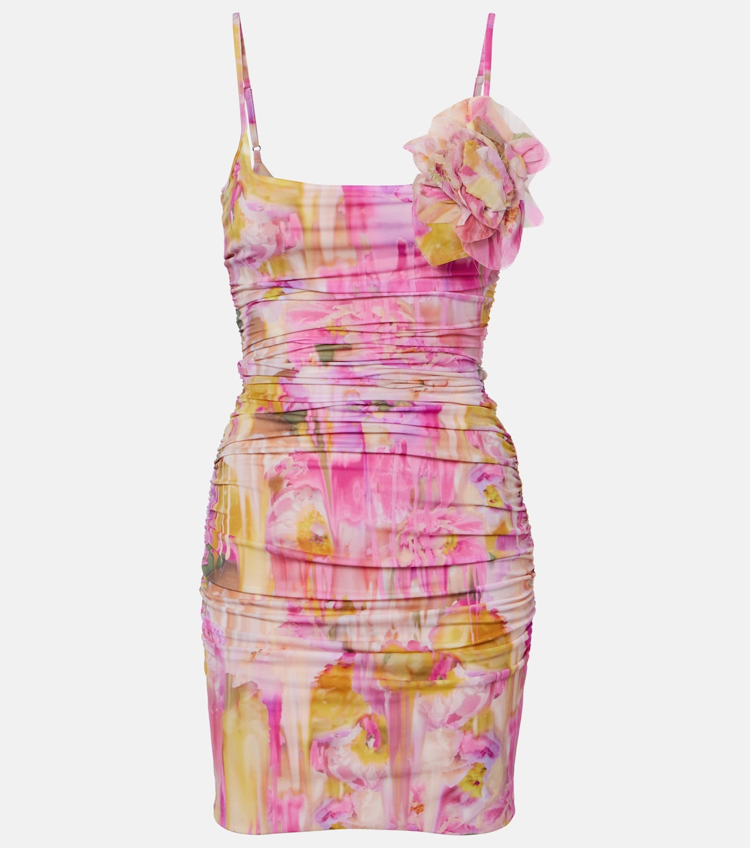 Floral-appliqué printed jersey minidress | Blumarine