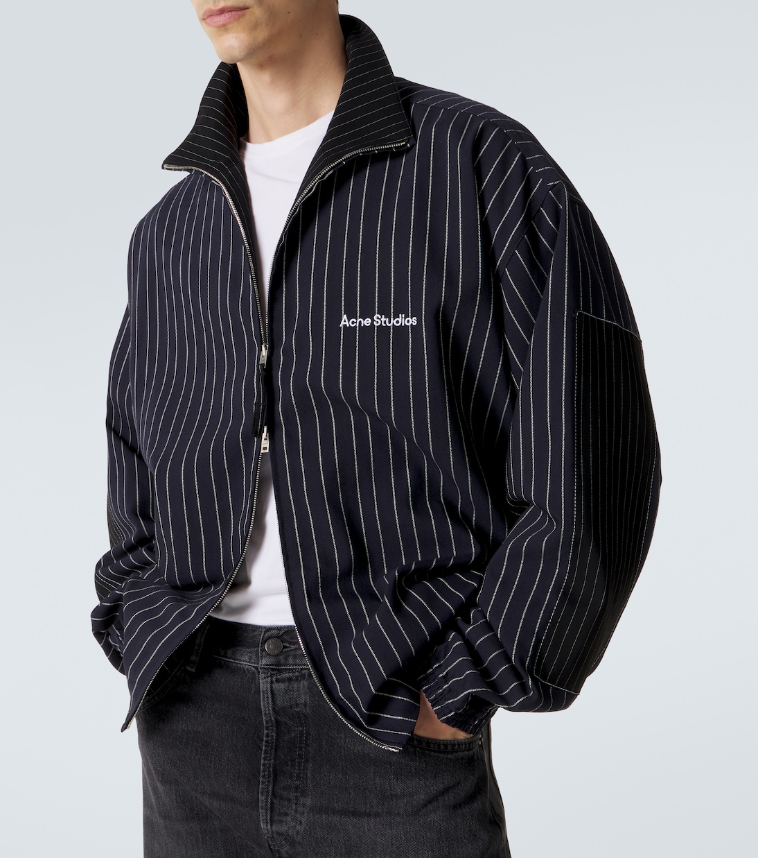 Pinstripe wool and cotton-blend jacket | Acne Studios